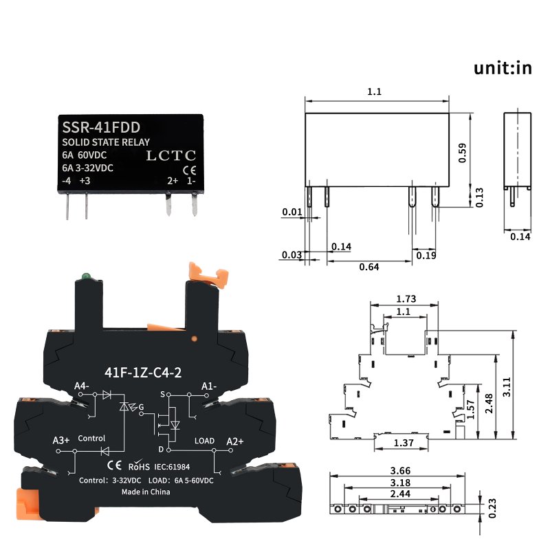 New Model 41F Slim Relay Socket DD 10pcs